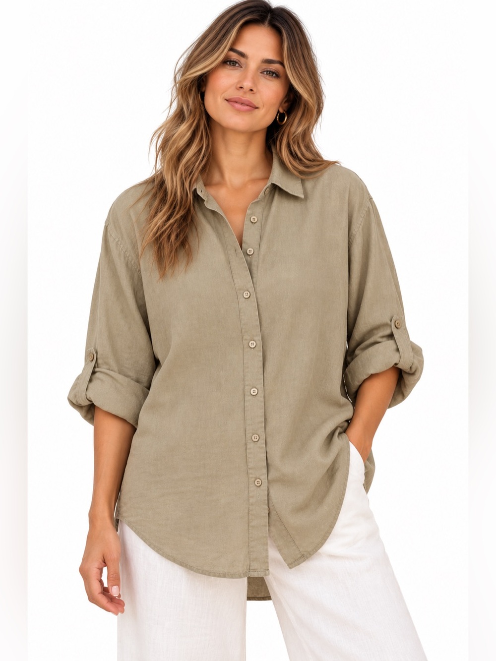 Lauren Ralph Lauren XL Linen Shirt Oversized Old Money Coastal Quiet Luxury